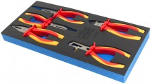 HBM 5-delt professionelle VDE tangsæt - kombinationstang, sidebidetang, spidstang og wireafisoleringstang med inlay.