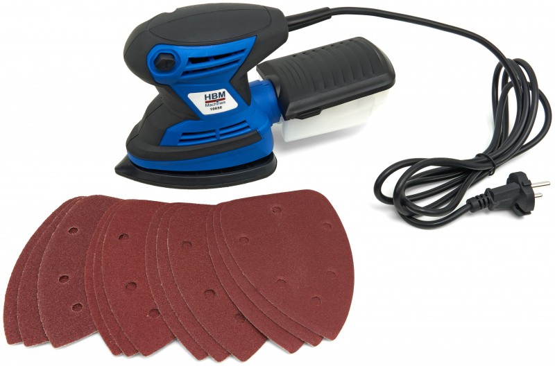 HBM 200 W Håndfladesliber - Multifunktionel - Inkluderer 12 Slibeplader - 230 V - Til Træ. HBM 200 W Håndfladesliber - Multifunktionel - Inkluderer 12 Slibeplader - 230 V - Til Træ.