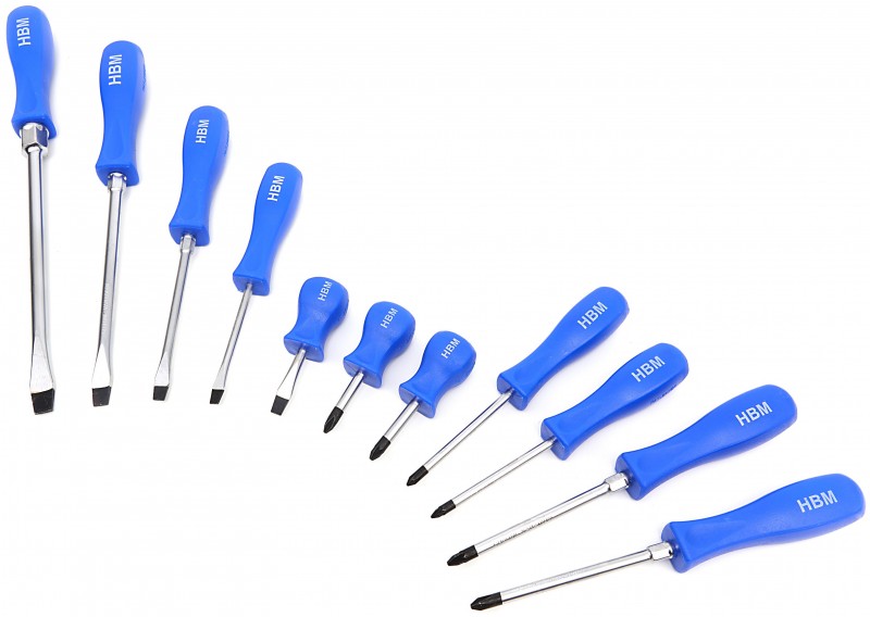 HBM 11-delige professionele schroevendraaierset Sleufkop, Philips, Pozidriv
