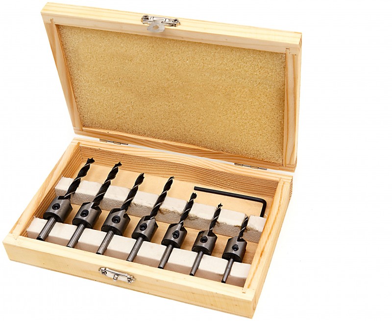 HBM 8-delige Houtborenset met Verzinkboren Model 1