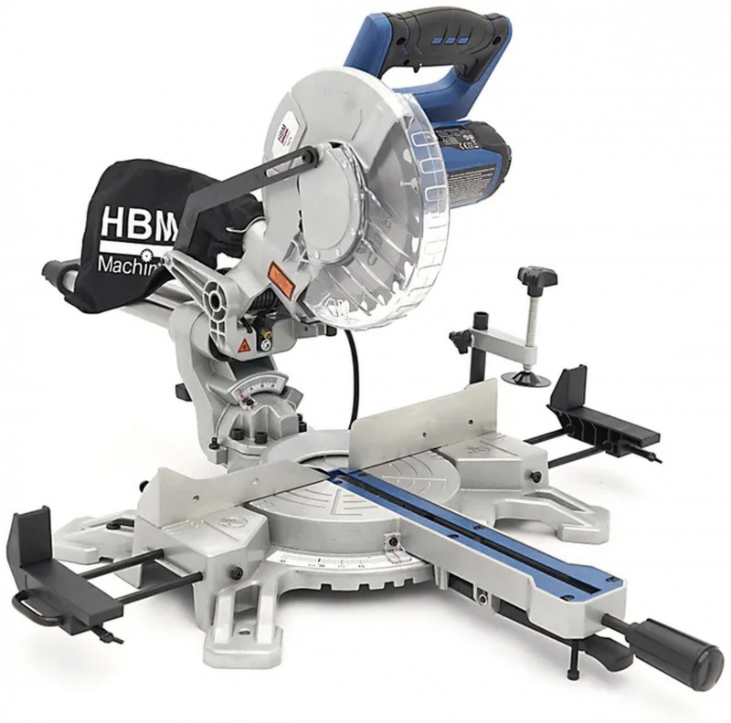 HBM 215 x 70 mm Radiaalzaag, Afkortzaag en Trekzaag met Laser, 1500 W, 210 mm, 4500 rpm