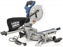 HBM 215 x 70 mm Radiaalzaag, Afkortzaag en Trekzaag met Laser, 1500 W, 210 mm, 4500 rpm