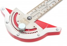 HBM Professionele 15 inch / 38 cm liniaal met gradenboog, cm, mm, inch, graden