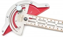 HBM Professionele 15 inch / 38 cm liniaal met gradenboog, cm, mm, inch, graden