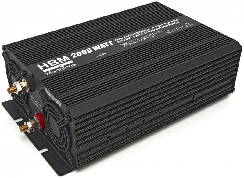 HBM Professionele 12V naar 230V Zuivere Sinus Spanningsomvormer 300W met USB 50Hz