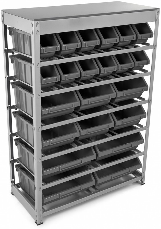HBM bakkenkast opbergsysteem stelling met 22 opbergbakken 400 x 850 x 1220 mm metaal polypropeen