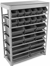 HBM bakkenkast opbergsysteem stelling met 22 opbergbakken 400 x 850 x 1220 mm metaal polypropeen