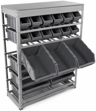 HBM bakkenkast opbergsysteem stelling met 22 opbergbakken 400 x 850 x 1220 mm metaal polypropeen