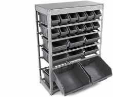 HBM bakkenkast opbergsysteem stelling met 22 opbergbakken 400 x 850 x 1220 mm metaal polypropeen
