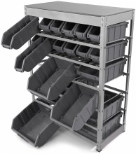 HBM bakkenkast opbergsysteem stelling met 22 opbergbakken 400 x 850 x 1220 mm metaal polypropeen
