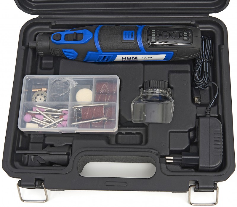 HBM 8V Multitool op Accu met 58 Accessoires en 5 Snelheden
