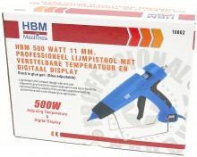 HBM 500 Watt Professioneel Lijmpistool 11 mm met Verstelbare Temperatuur en Digitaal Display, Max. 220 °C