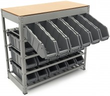 HBM Bakkenkast met 24 Opbergbakken, Metalen Opbergsysteem, Gepoedercoat, Max. 12 kg per plank, 790 x 840 x 400 cm
