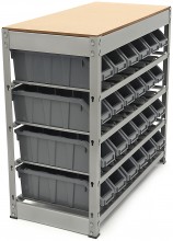 HBM Bakkenkast met 24 Opbergbakken, Metalen Opbergsysteem, Gepoedercoat, Max. 12 kg per plank, 790 x 840 x 400 cm