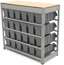 HBM Bakkenkast met 24 Opbergbakken, Metalen Opbergsysteem, Gepoedercoat, Max. 12 kg per plank, 790 x 840 x 400 cm