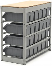 HBM Bakkenkast met 24 Opbergbakken, Metalen Opbergsysteem, Gepoedercoat, Max. 12 kg per plank, 790 x 840 x 400 cm