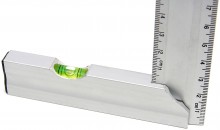 HBM Aluminium Blokhaak 250 mm med vaterpas, vinkellære, cm/mm