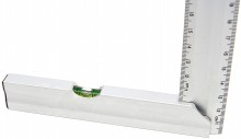 HBM Aluminium Blokhaak 250 mm med vaterpas, vinkellære, cm/mm