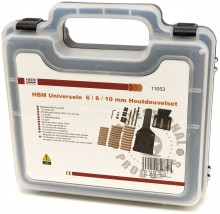 HBM universele houtdeuvelset 6/8/10 mm met opbergkoffer