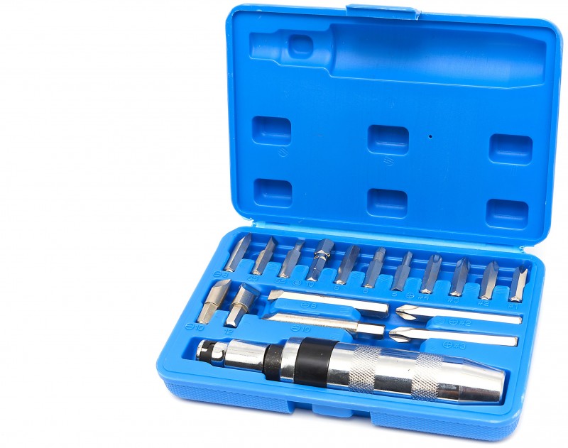 HBM 18-delige slagschroevendraaier set 1/2 inch Sleufkop, Hex, Philips