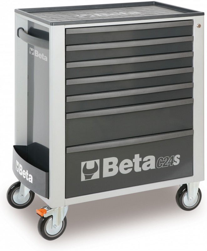 BETA gevulde gereedschapswagen 309-delig 2400S G7/E-M grijs 7 laden 800 kg 4 zwenkwielen 125 mm
