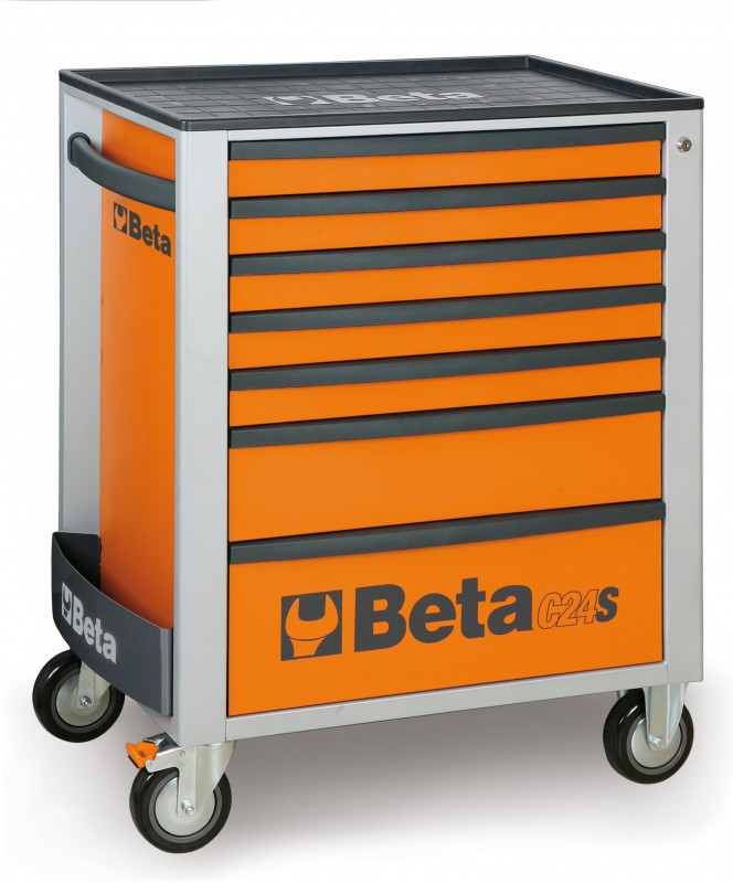 Beta gevulde gereedschapswagen 2400S O7/E-M - 309-delig, 7 laden, slot, 4 zwenkwielen, 800 kg, oranje Beta gevulde gereedschapswagen 2400S O7/E-M - 309-delig, 7 laden, slot, 4 zwenkwielen, 800 kg, oranje