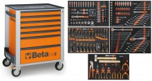Beta gevulde gereedschapswagen 2400S O7/E-M - 309-delig, 7 laden, slot, 4 zwenkwielen, 800 kg, oranje Beta gevulde gereedschapswagen 2400S O7/E-M - 309-delig, 7 laden, slot, 4 zwenkwielen, 800 kg, oranje