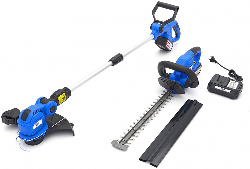 HBM 20V- 4.0Ah Heggenschaar en Grastrimmer Set Inclusief 2 Accu's 