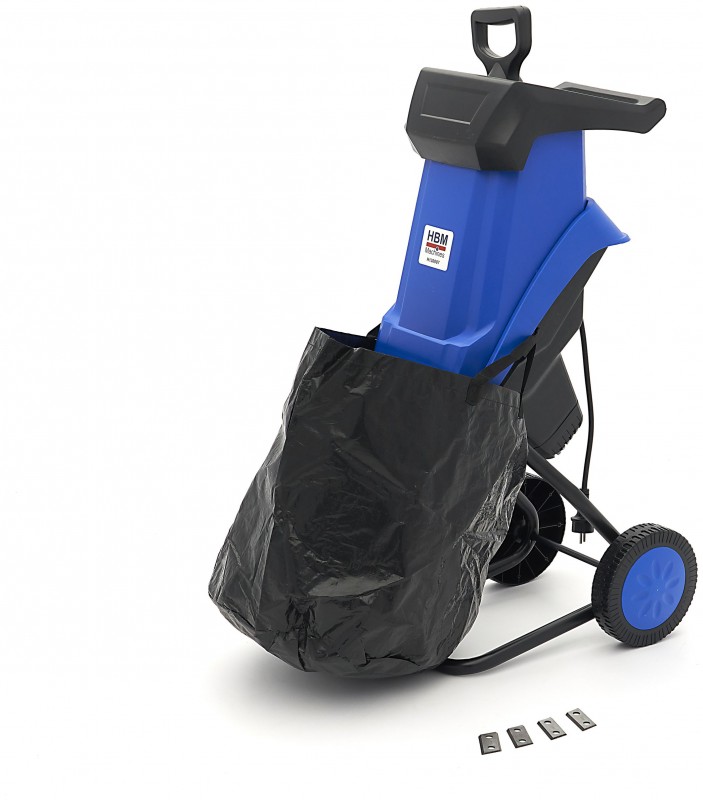 HBM Elektrische Hakselaar 2500W - Tuinhakselaar/Houtversnipperaar met 2 sets messen, 230V, IP24, 10,5 kg