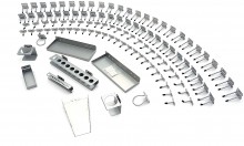 HBM 110-delige ophanghaken, opbergrekken en bakkenset voor gereedschapswanden en modulaire werkplaats systemen, 38 mm

