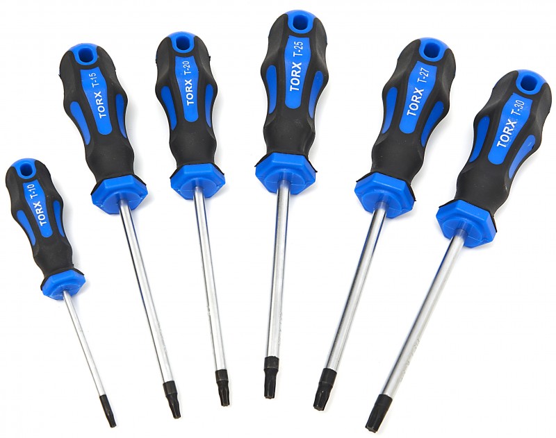 HBM 6-delt Torx skruetrækkersæt med anti-slip soft grip håndtag og magnetiske spidser
