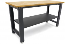 HBM arbejdsbænk 160 cm højdejusterbar, massiv træbordplade, stål, sort, 1000 kg bæreevne HBM arbejdsbænk 160 cm højdejusterbar, massiv træbordplade, stål, sort, 1000 kg bæreevne