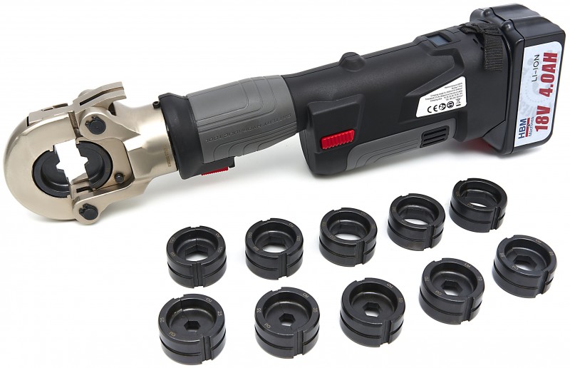 HBM hydraulische kabelkrimptang set 16-300 mm² 60 kN op accu, 18 V, 4 Ah, incl. opbergkoffer HBM hydraulische kabelkrimptang set 16-300 mm² 60 kN op accu, 18 V, 4 Ah, incl. opbergkoffer