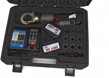 HBM hydraulische kabelkrimptang set 16-300 mm² 60 kN op accu, 18 V, 4 Ah, incl. opbergkoffer HBM hydraulische kabelkrimptang set 16-300 mm² 60 kN op accu, 18 V, 4 Ah, incl. opbergkoffer