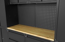 HBM værkstedssystem 11-delt mat sort, stål, komplet, pulverlakeret, 268,5 x 187,5 x 48,2 cm.