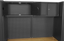 HBM værkstedssystem 11-delt mat sort, stål, komplet, pulverlakeret, 268,5 x 187,5 x 48,2 cm.