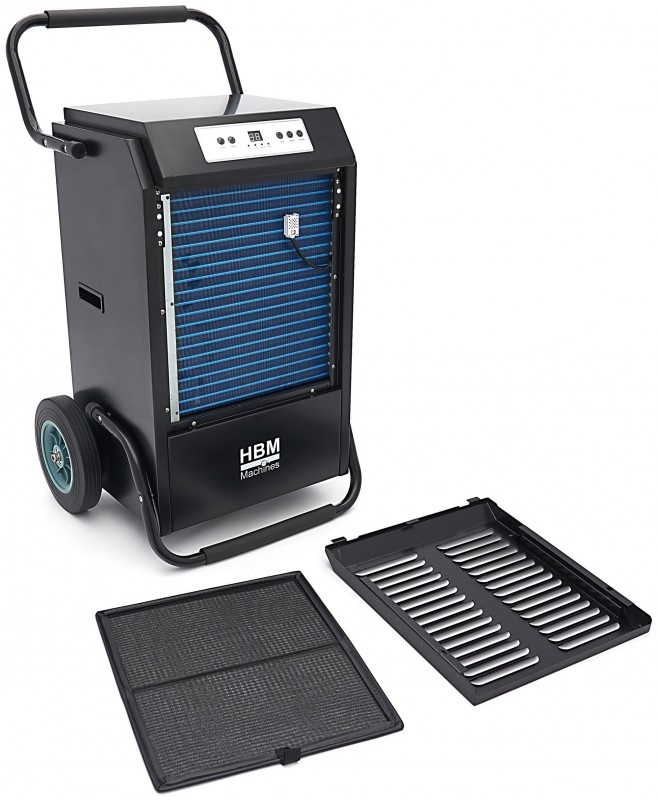 HBM professionel byggetørrer luftaffugter 90 liter/dag 1080 watt digital på hjul R290. HBM professionel byggetørrer luftaffugter 90 liter/dag 1080 watt digital på hjul R290.