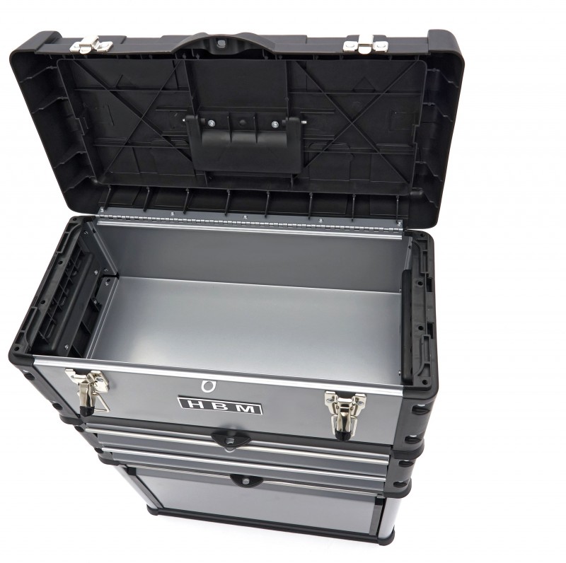 HBM 3-delige modulaire verrijdbare gereedschapskistenset, 75 kg, 50x72x23 cm, uitneembare sorteerbak HBM 3-delige modulaire verrijdbare gereedschapskistenset, 75 kg, 50x72x23 cm, uitneembare sorteerbak