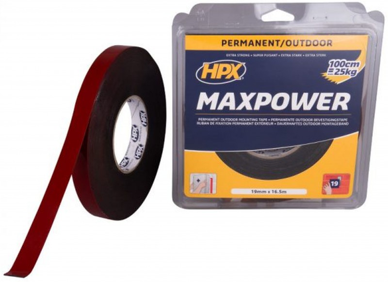 HPX Max Power Outdoor bevestigingstape zwart 19 mm x 16,5 m