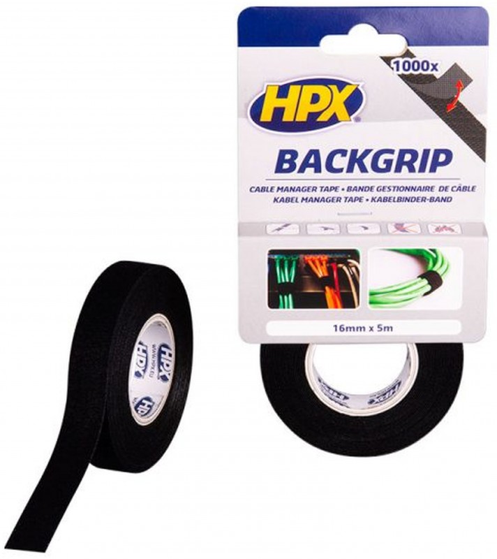 HPX Back Grip Zwart 16 mm x 5 m
