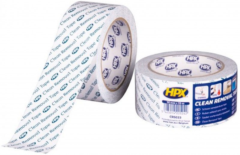 HPX aftagelig PVC-tape hvid 50 mm x 33 m