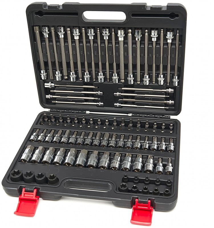 HBM 107-dele Inbus-, Torx- og Hex topnøglesæt Korte og Lange MM/INCH med opbevaringskuffert.