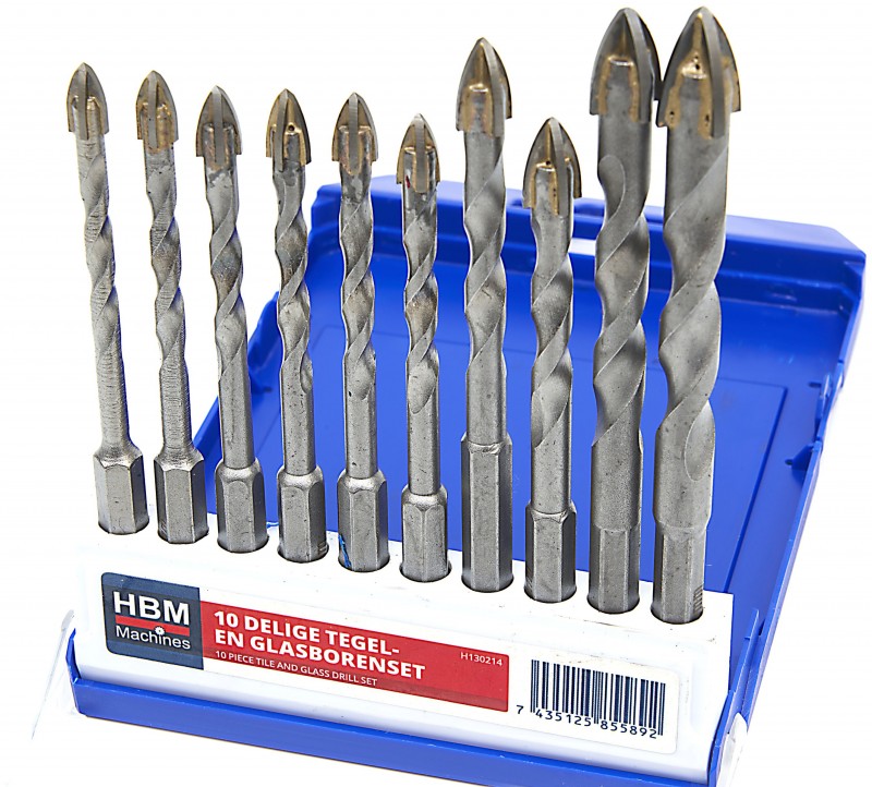 HBM 10-delige Tegel- en Glasborenset voor Glas, Metaal, Natuursteen, Tegel, Porselein en Hout