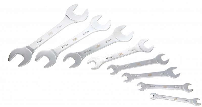 HBM 8-delige extra platte steeksleutelset 5,5-27 mm Chromevanadium