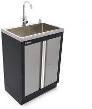 HBM Professionele Wasbak met Kraan voor Werkplaatsinrichting - Grijs, 46 x 68 x 95 cm, 33 kg, 1 mm materiaal dikte