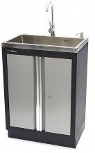 HBM Professionele Wasbak met Kraan voor Werkplaatsinrichting - Grijs, 46 x 68 x 95 cm, 33 kg, 1 mm materiaal dikte