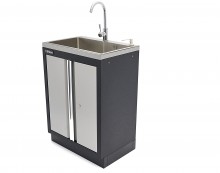HBM Professionele Wasbak met Kraan voor Werkplaatsinrichting - Grijs, 46 x 68 x 95 cm, 33 kg, 1 mm materiaal dikte