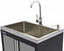 HBM Professionele Wasbak met Kraan voor Werkplaatsinrichting - Grijs, 46 x 68 x 95 cm, 33 kg, 1 mm materiaal dikte