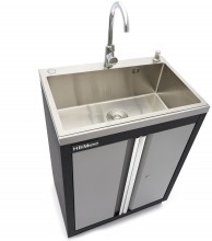 HBM Professionele Wasbak met Kraan voor Werkplaatsinrichting - Grijs, 46 x 68 x 95 cm, 33 kg, 1 mm materiaal dikte