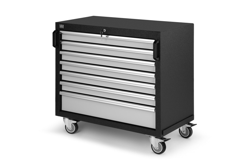HBM brede professionele gereedschapswagen 7 laden met slot, 4 wielen, 90x45x90 cm, 400 kg draagvermogen